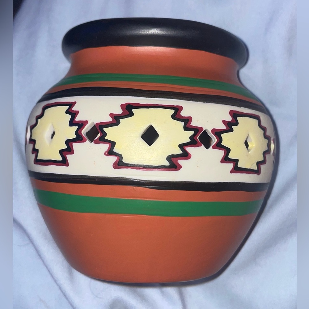Terracotta Pot Nightlight Cover Hand-Painted Southwestern Native American Design